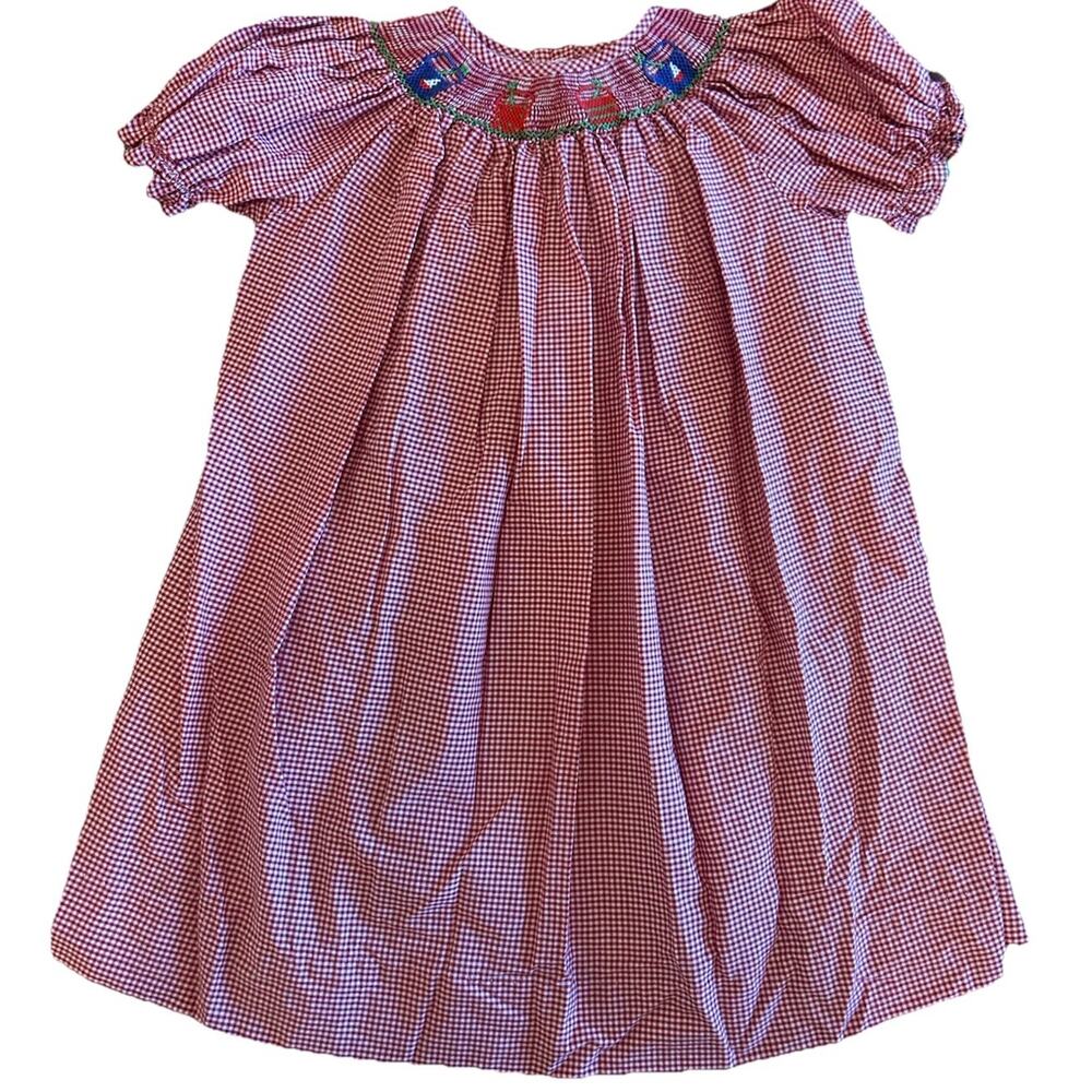 Collection Bebe Vive La Fete Girls Sz 24m Bishop Dress Red Smocked Sand Pail